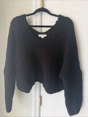 HYFVE Black Textured Scoop Neck Sweater